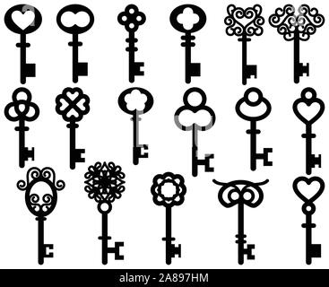 Vector Set of Vintage Style or Antique Style Keys Stock Vector