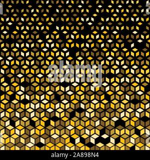 Gold shiny halftone abstract pattern background on a black background Stock Vector