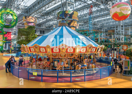 Carousel at the Nickelodeon Universe indoor amusement park, Mall of America, Bloomington, Minneapolis, Minnesota, USA Stock Photo