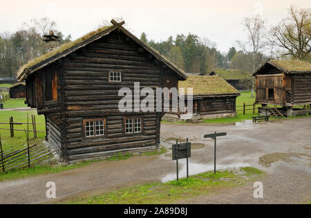 14th century storehouse from Telemark county at the Norwegian Museum of Cultural History (Norsk Folkemuseum) at Bygdoy. Oslo, Norway Stock Photo