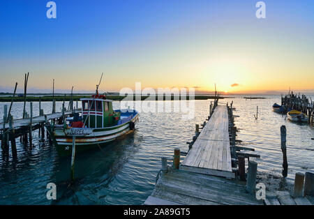 The fishing palafitte harbour of Carrasqueira. Alentejo, Portugal Stock Photo