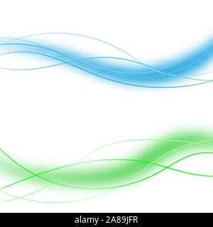 set of abstract color wave smoke transparent blue green wavy design. eps 10 Stock Vector