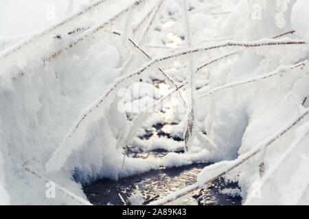 Winter Creek under snow cover Stock Photo