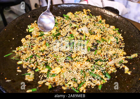 Pan-fried Rice with vegetables (Korean food), Teppan Fried Rice Stock Photo