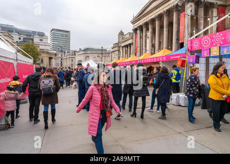 LONDON, UK - NOVEMBER 03, 2019: People attend Diwali celebrations in London. Diwali, or Deepawali is the Hindu festival of lights celebrated during th Stock Photo