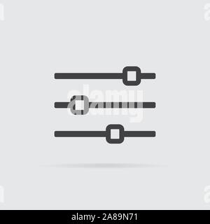 Horizontal adjustment icon in flat style isolated on grey background. For your design, logo. Vector illustration. Stock Vector