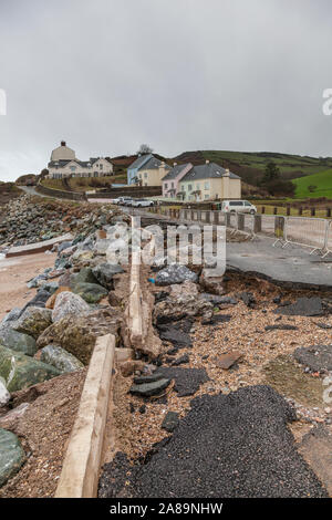 Storm damaged road in Hallsands, Devon Stock Photo