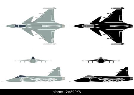 New Brazilian Military Fighter Plane. Without outline. Stock Vector