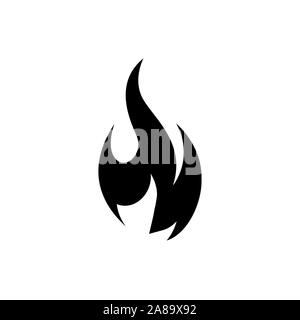 Fire icon black on white vector image. Fire flame icon, black icon isolated on white background Stock Vector