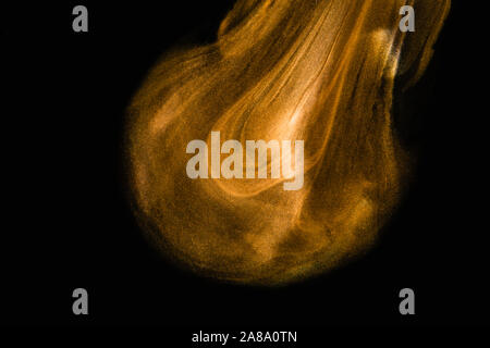 black and gold abstract background with watercolor effect on glass Stock Photo