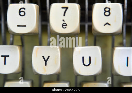 Detail on keys of an old typewriter Stock Photo