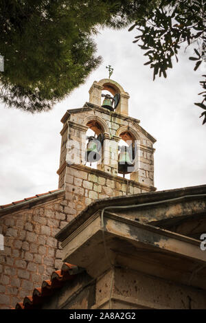 The bell tower at St Stephen Church, Zaton, Dalmatian Coast, Croatia Stock Photo