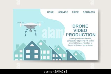 Drone video production landing page concept Stock Vector