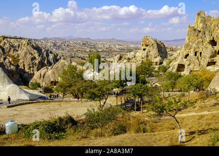 View of Cave church in Goreme- open air museum;, Cappadocia, Turkey. Stock Photo