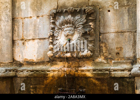 Detail of Onofrio's Fountain, old town Dubrovnik, Dalmatian Coast,, Croatia Stock Photo