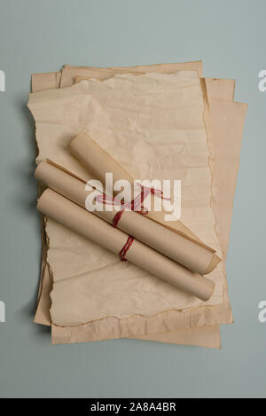 old tied up letters, view from above. Stock Photo