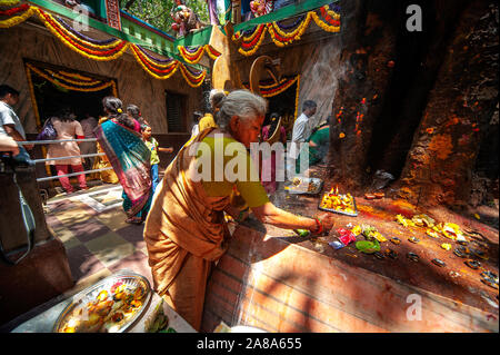 Indian people at Sri Circle Maramma Temple in Bangalore, Karnataka, India Stock Photo