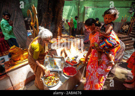 Indian people at Sri Circle Maramma Temple in Bangalore, Karnataka, India Stock Photo