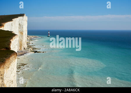 Beachy Head Lighthouse, Seven Sisters, Sussex England UK Stock Photo