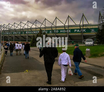 Fans outside Home Park, home of Plymouth Argyle before the league match against Ipswich in April 2006 Stock Photo