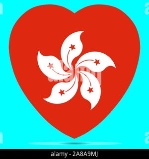 Hong Kong Flag In Heart Shape Vector illustration eps 10 Stock Vector