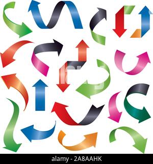 Set of vector arrows 3d. Graphic element for web and design. Outline illustration. Stock Vector