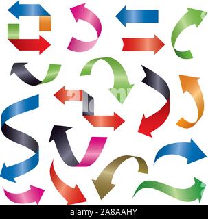 Set of color vector arrows 3d. Graphic element for web and design. Outline illustration. Stock Vector