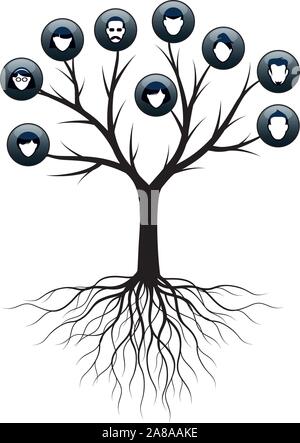 Isolated Family Tree on white background. Vector Illustration and concept. Plant and genealogy. Stock Vector