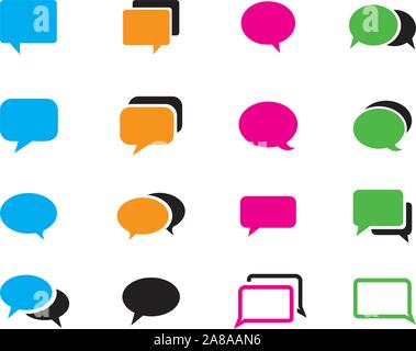 Set colour comic speech bubbles. Vector Illustration and graphic elements. Stock Vector