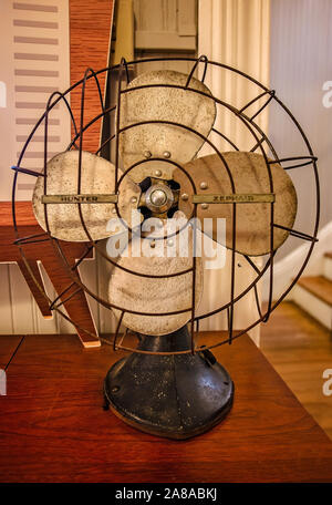 A vintage Hunter Zephair fan is displayed at the Pensacola