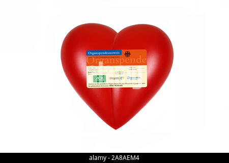 Rotes Herz, Organ, Gesundheit, Körperteil, Organspendeausweis, Stock Photo