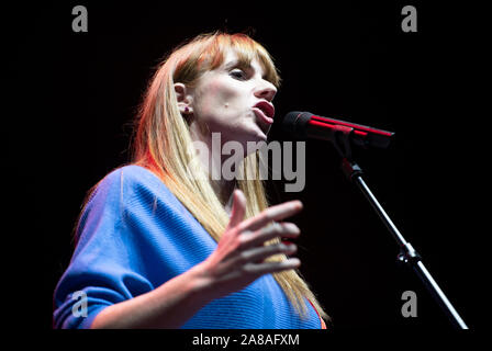 Manchester, UK. 7th November 2019. Angela Rayner, Shadow Secretary of State for Education and MP for Ashton-under-Lyne, speaks at the Labour General Election Rally held at the O2 Apollo in Ardwick, Manchester. © Russell Hart/Alamy Live News. Stock Photo