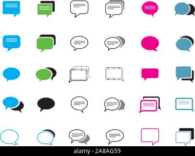 Set of colour comic speech bubbles. Vector Illustration and graphic elements. Stock Vector