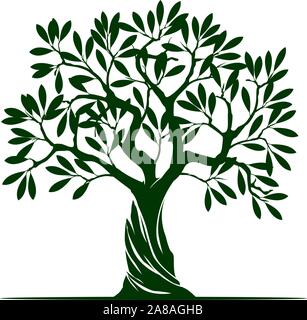 Black Olive Tree n white background. Vector Illustration and concept pictogram. Plant in garden. Stock Vector
