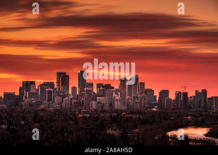 Sunrise of Calgary Alberta Canada Stock Photo