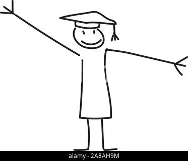 just graduated - happy student wearing graduation hat Stock Vector