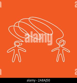 argument - two people talking - continious line  art Stock Vector