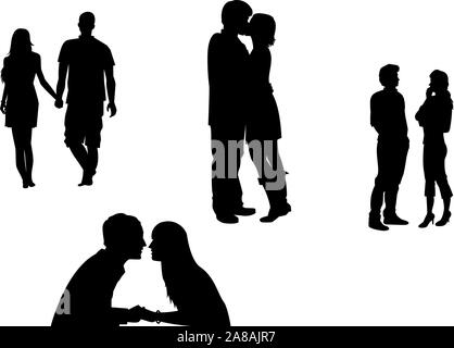 Love couples silhouettes Stock Vector