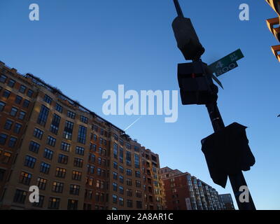 Brick buildings in a city on a nice day Stock Photo