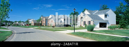 View of houses in sunny day Stock Photo