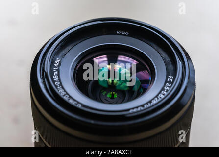 Digital full frame camera lens close-up view Stock Photo