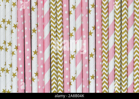 Paper straws background. Celebration concept. Copy space. Stock Photo