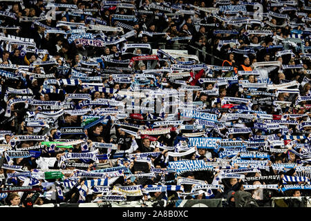 Copenhagen, Denmark. 07th Nov, 2019. Fans of FC Copenhagen seen at the stands during the Europa League match between FC Copenhagen and Dynamo Kyiv at Telia Parken in Copenhagen. (Photo Credit: Gonzales Photo/Alamy Live News Stock Photo