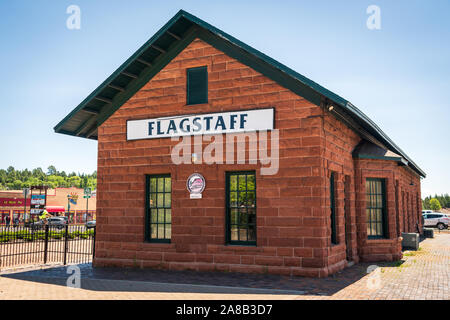 The Historic train yard in Flagstaff, AZ Stock Photo