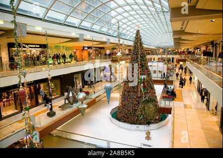 Christmas tree in a shopping mall, Galleria Mall, Houston, Texas, USA Stock Photo