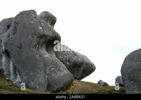 Full frame image of limestone rocks at Castle Hill in the South Island of New Zealand Stock Photo