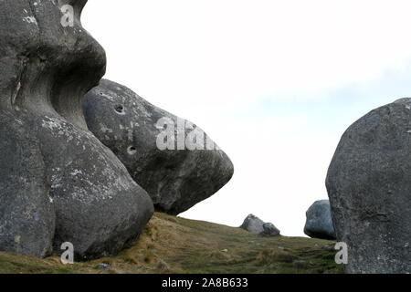 Full frame image of limestone rocks at Castle Hill in the South Island of New Zealand Stock Photo