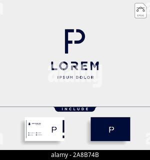 Letter P FP Monogram Logo Design Minimal Stock Vector
