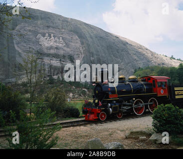 Locomotive in front of mountain, Stone Mountain, Atlanta, Georgia, USA Stock Photo