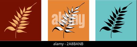 Spike of wheat, rye or barley logo. Editable vector in Color and Black and White. Stock Vector